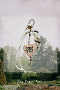 Bow Heart Keychain, Polymer Clay handmade