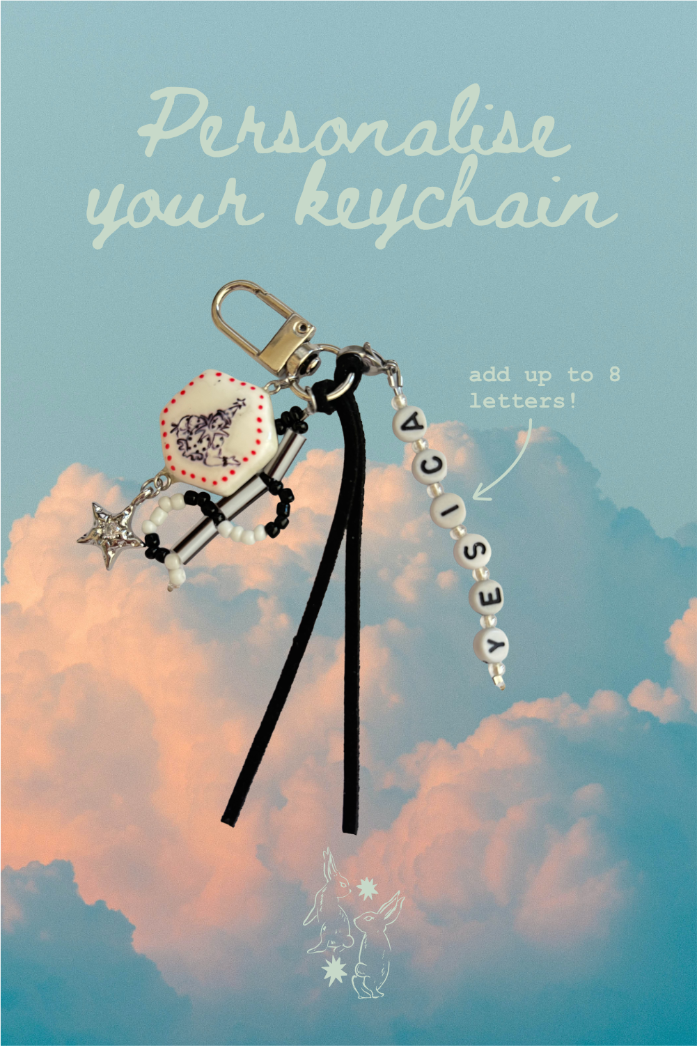 Clown Circus, Handmade clay charm keychain