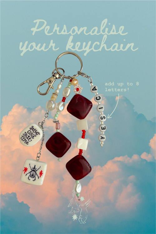 Beetle and Better Luck Next Time, Handmade Clay charm keychain