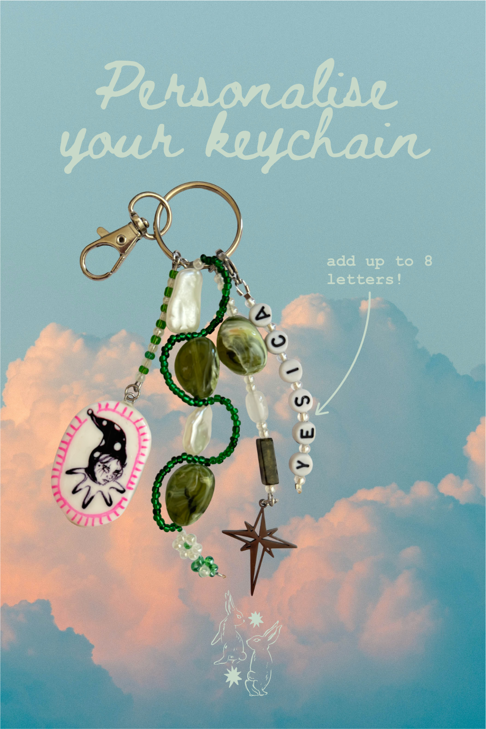 Circus Girl Clay Charm Keychain Handmade