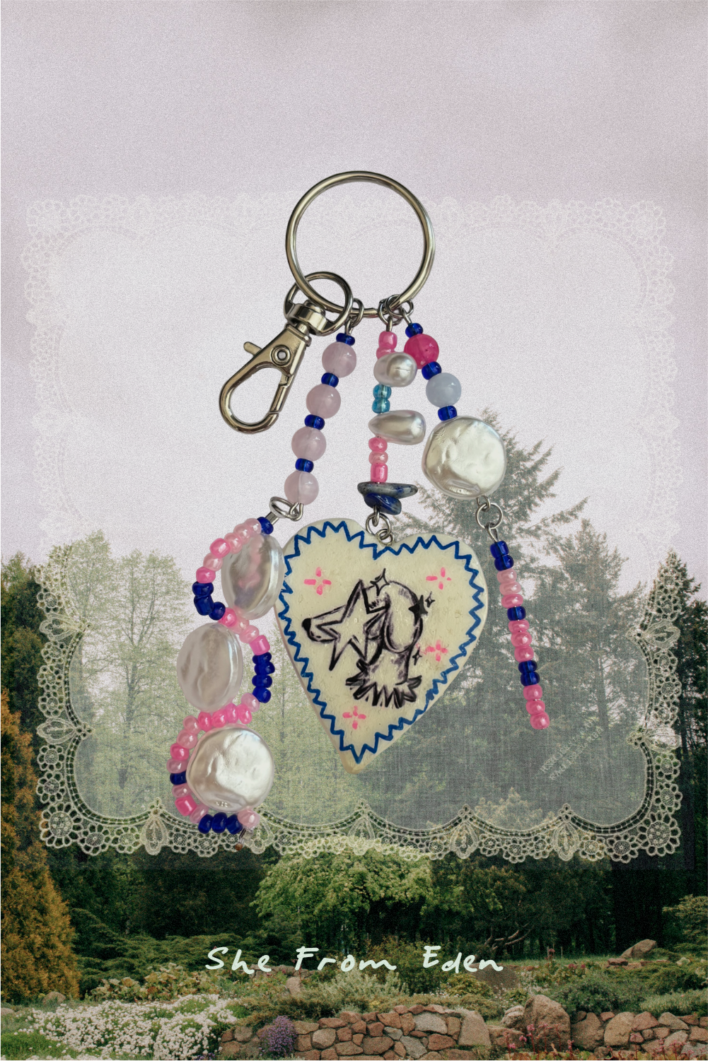 Dog Clay Charm Keychain