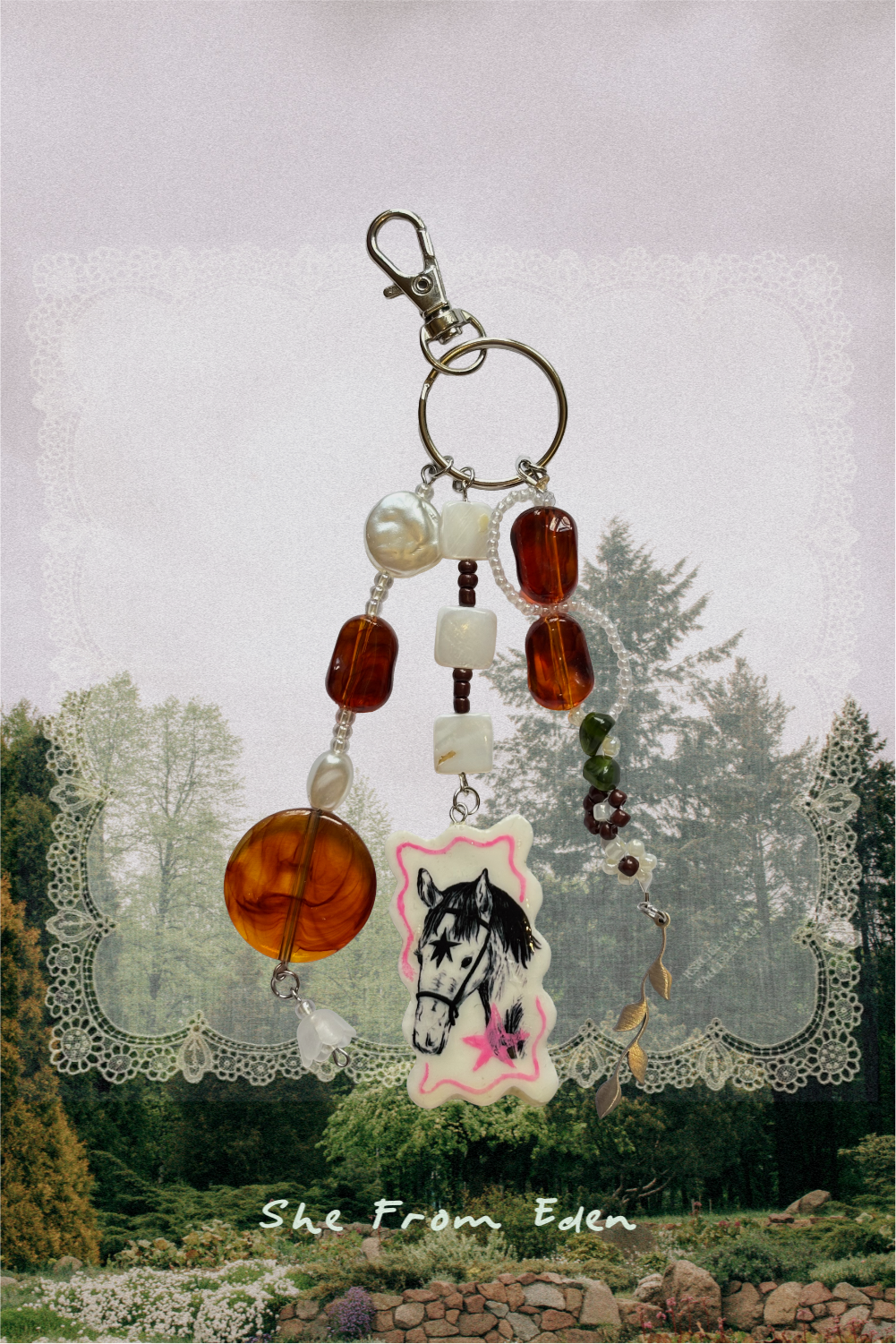 Horse Clay Charm Keychain Handmade