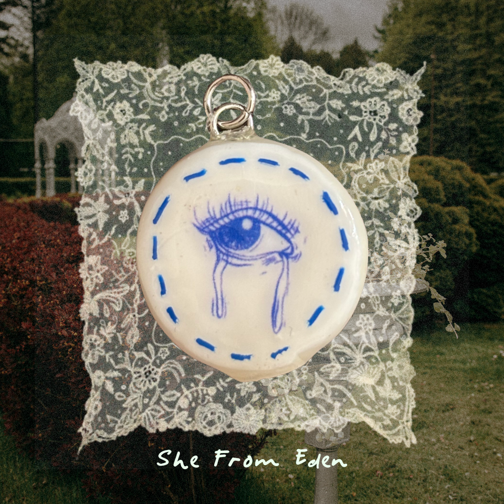 Teary Eye Clay Charm | Surreal Whimsical Pendant